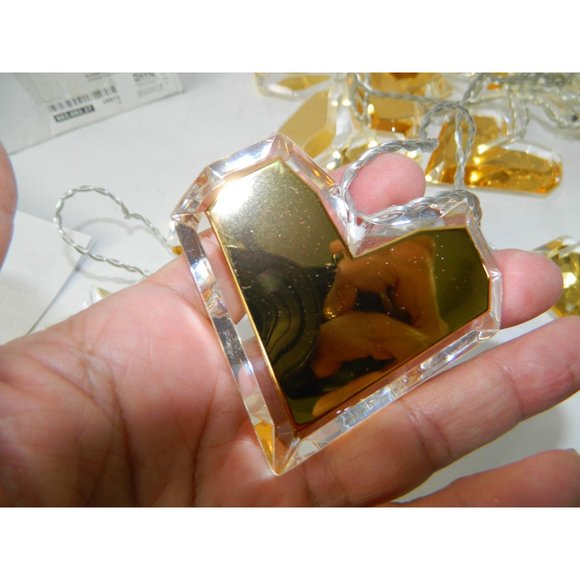 Ikea Lights String Amber Gold 10ft Hearts, Diamonds, Snowflakes, Circles Lucite - Picture 2 of 16